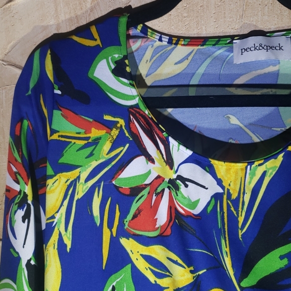 Peck & Peck Blue Floral Blouse Top Medium - Picture 3 of 8